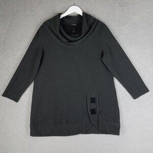 Ali Miles Tunic Sweater Women's Large Cowl Neck Lagenlook Ribbed Quiet Luxury